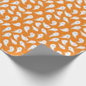 Papier Cadeau Orange Cute Ghosts Halloween (Coin)