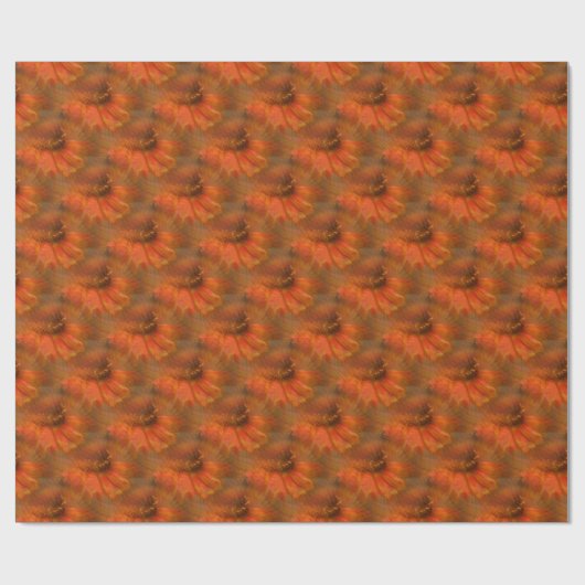 Papier Cadeau Orange Daisy Flower Nature Motif (Plat)