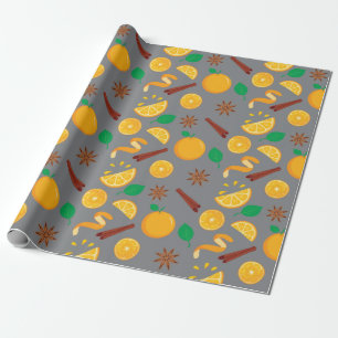 Papier Cadeau Orange d'automne et Star Anise Thanksgiving ininte