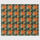 Papier Cadeau Orange Daylily avec Green Feuille Craft (Plat)