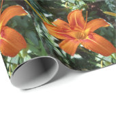 Papier Cadeau Orange Daylily avec Green Feuille Craft (Coin rond)