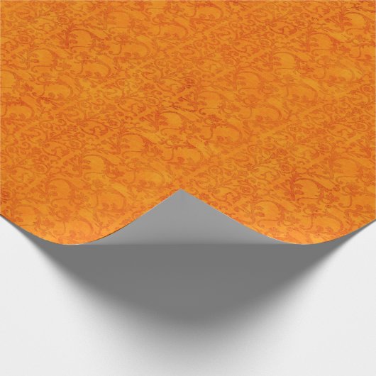 Papier Cadeau Orange de damassé d'automne (Coin)