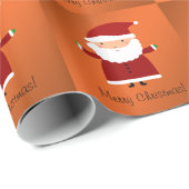 Papier Cadeau Orange de père Noël de Joyeux Noël (Coin rond)