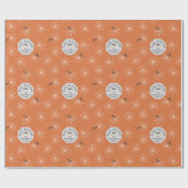 Papier Cadeau Orange Déplaisant Araignées Personnalisé Nom de fa (Plat)