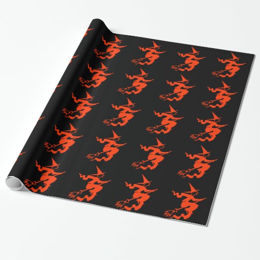 Papier Cadeau Orange drôle de noir de vacances de balai de (Déroulé)