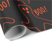 Papier Cadeau Orange effrayante drôle de noir de vacances de (Coin rond)