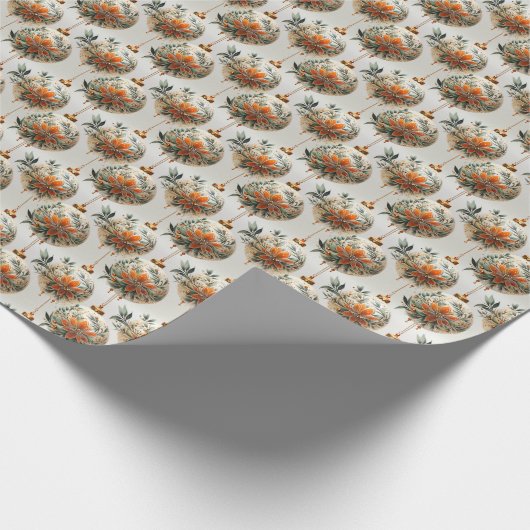 Papier Cadeau Orange Elégance : Orange & Or (Coin)