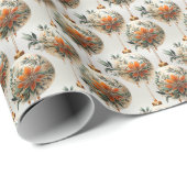 Papier Cadeau Orange Elégance : Orange & Or (Coin rond)