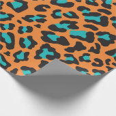 Papier Cadeau Orange Empreinte de léopard, Noir, Aqua (Coin)