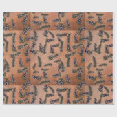 Papier Cadeau orange épicé avec cônes de pin (Plat)