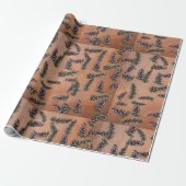 Papier Cadeau orange épicé avec cônes de pin (Déroulé)