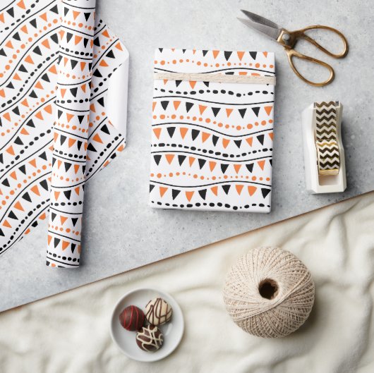 Papier Cadeau Orange et Black Halloween (Artisanat)