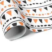 Papier Cadeau Orange et Black Halloween (Coin rond)