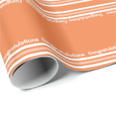 Papier Cadeau Orange et blanc barre des félicitations (Coin rond)