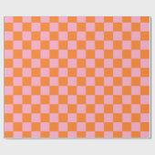 Papier Cadeau Orange et rose Checkered (Plat)
