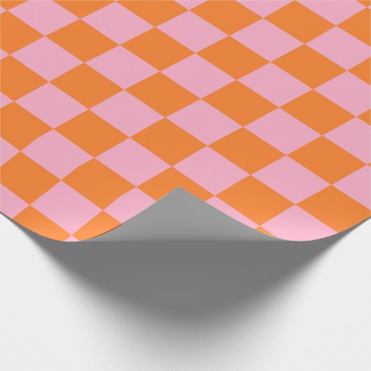 Papier Cadeau Orange et rose Checkered (Coin)