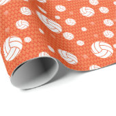 Papier Cadeau Orange et White Volleyball (Coin rond)