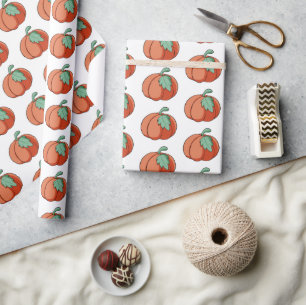 Papier Cadeau Orange Fall Citrouille Patch Cadeau