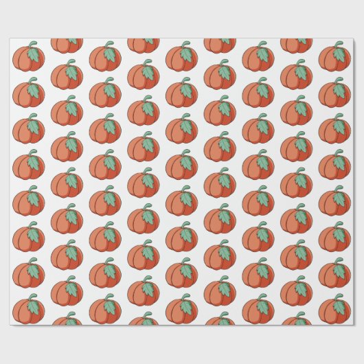 Papier Cadeau Orange Fall Citrouille Patch Cadeau (Plat)