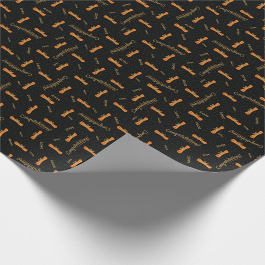 Papier Cadeau Orange Félicitations Diplôme Classe Année Grad (Coin)