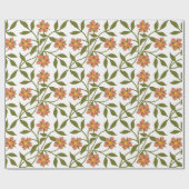 PAPIER CADEAU ORANGE FLEURS (Plat)