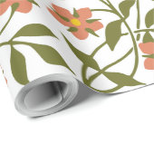 PAPIER CADEAU ORANGE FLEURS (Coin rond)