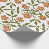 PAPIER CADEAU ORANGE FLEURS (Coin)