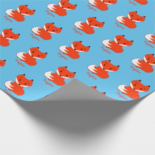 Papier Cadeau Orange Fox Ajouter un nom Wrapper Paper (Coin)