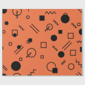 Papier Cadeau Orange, fun, trendy, geometric Memphis graphic (Plat)