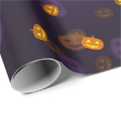 Papier Cadeau Orange glamour et Citrouille violet Halloween Boke (Coin rond)