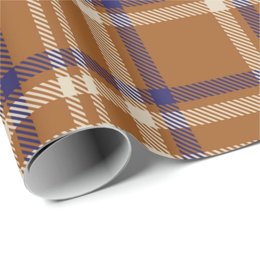 Papier Cadeau Orange Glen Plaid texturé transparent motif abstra (Coin rond)