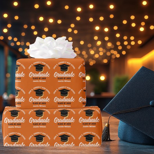 Papier Cadeau Orange Graduate Custom 2025 Graduation Party