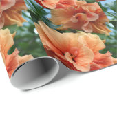 Papier Cadeau Orange Hawaiian Hibiscus Fleurs (Coin rond)
