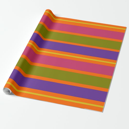 Papier Cadeau Orange, Jaune, Rouge, Vert et Violet (Déroulé)