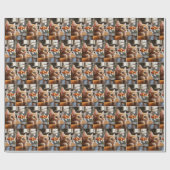 Papier Cadeau Orange Kitten regarde un poisson rouge (Plat)