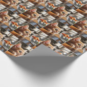 Papier Cadeau Orange Kitten regarde un poisson rouge (Coin)