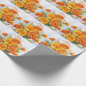Papier Cadeau Orange Marigolds en pleine floraison Joyeux annive (Coin)