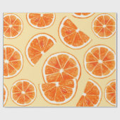 Papier Cadeau orange motif fruits, alimentation alimentation aqu (Plat)