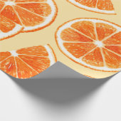 Papier Cadeau orange motif fruits, alimentation alimentation aqu (Coin)
