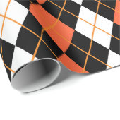 Papier Cadeau Orange noir Jacquard blanc Diamant Design (Coin rond)