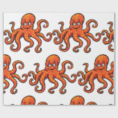 Papier Cadeau Orange Octopus Cartoon Ocean Sea Creature (Plat)