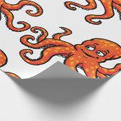 Papier Cadeau Orange Octopus Cartoon Ocean Sea Creature (Coin)