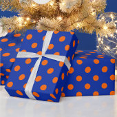 Papier Cadeau Orange On Blue Polka Dots Pattern Design 