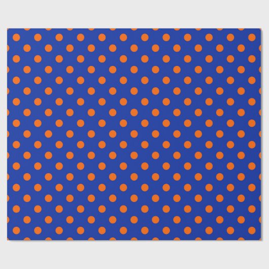 Papier Cadeau Orange On Blue Polka Dots Pattern Design (Plat)