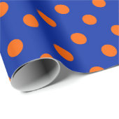 Papier Cadeau Orange On Blue Polka Dots Pattern Design (Coin rond)