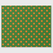 Papier Cadeau Orange On Green Polka Dots Pattern Design  (Plat)