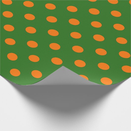 Papier Cadeau Orange On Green Polka Dots Pattern Design  (Coin)