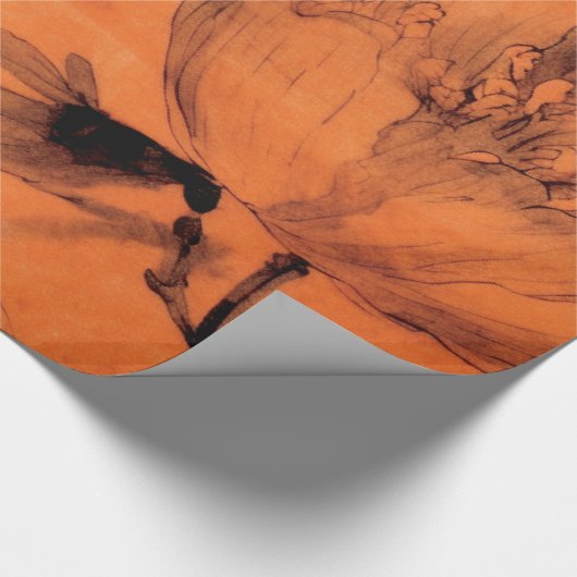 Papier Cadeau Orange Peonies 2 Découpage Conception de collage (Coin)