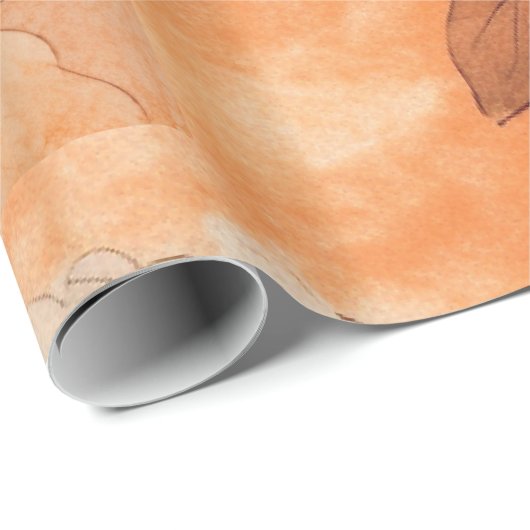 Papier Cadeau Orange Peonies 2 Découpage Conception de collage (Coin rond)