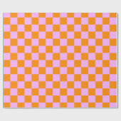 Papier Cadeau Orange + Pink Check À damiers Motif de tableau de (Plat)